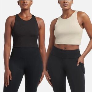 NWT Danskin Women's 2 Pack Studio Bra Black Salt /‎ Moon Beam